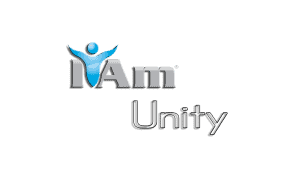I Am Unity logo with a blue figure and bold text emphasizing peace and togetherness.